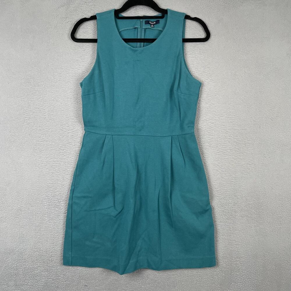 Madewell Dress Womens M Green Fit & Flare Sleeveless Round Neck Pockets